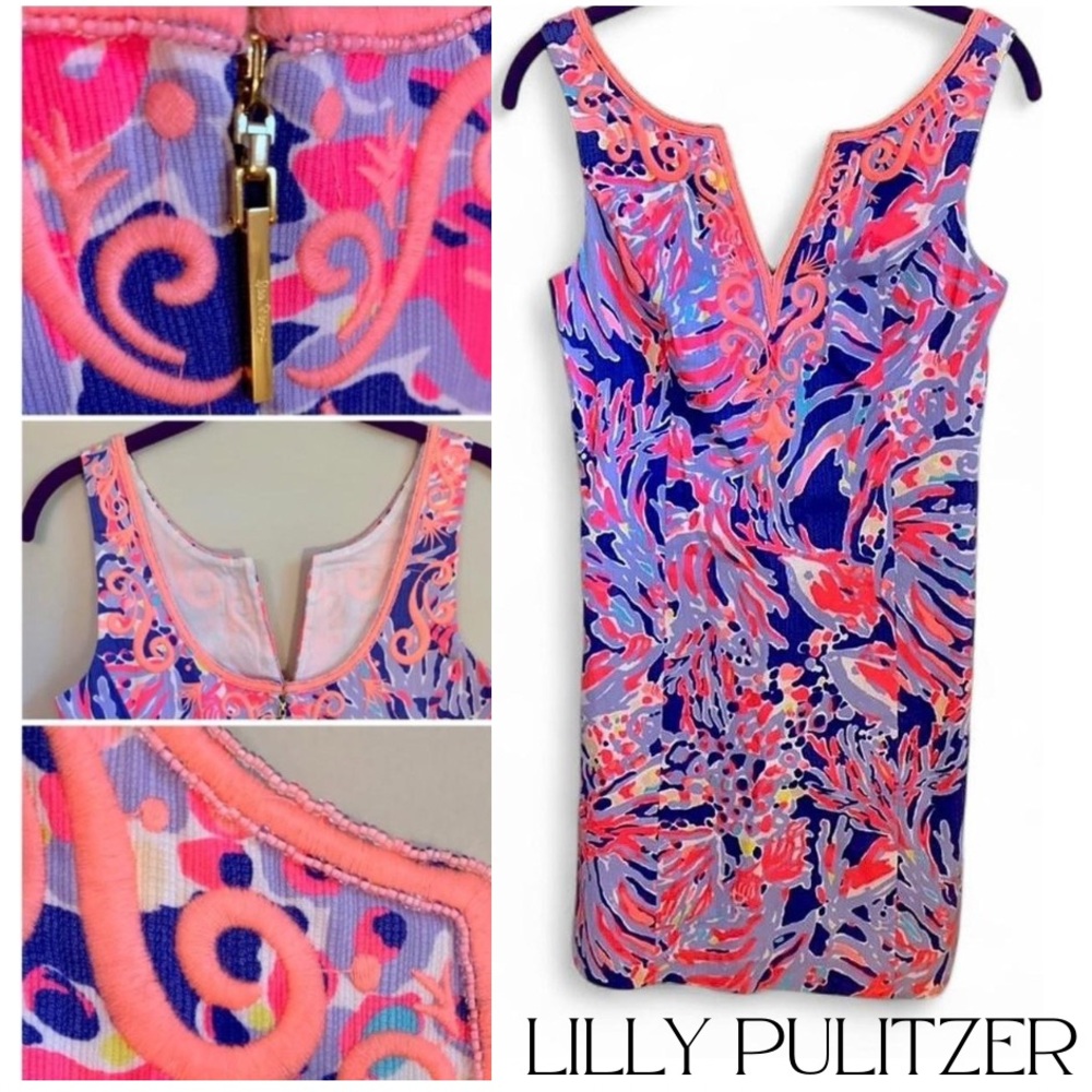 RARE Lilly Pulitzer Lyssa Shift Shrimply Sleeveless Dress Pink Purple Blue Sz 6